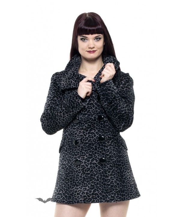 Veste Queen Of Darkness Gothique Grey Leopard Double-Breasted Jacket