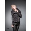 Veste Queen Of Darkness Gothique Black & Grey Tartan Jacket With Buckles