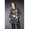 Veste Queen Of Darkness Gothique Net Jacket With Lace And Imitation Leath