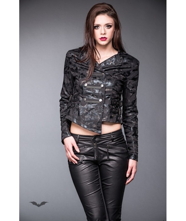 Veste Queen Of Darkness Gothique Shiny Military Look Jacket With Buckles