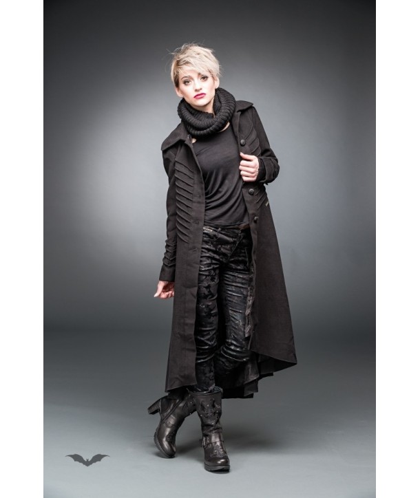 Manteau Queen Of Darkness Gothique Long Coat With Decorative Stitching