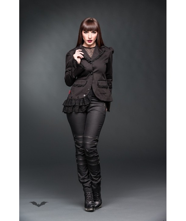 Veste Queen Of Darkness Gothique Asymmetrical Jacket Decorated With Lace