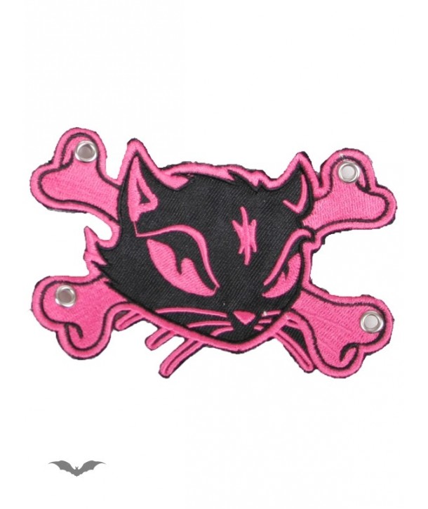 Patches Queen Of Darkness Gothique Patch: Large Pink Kitty & Crossbones