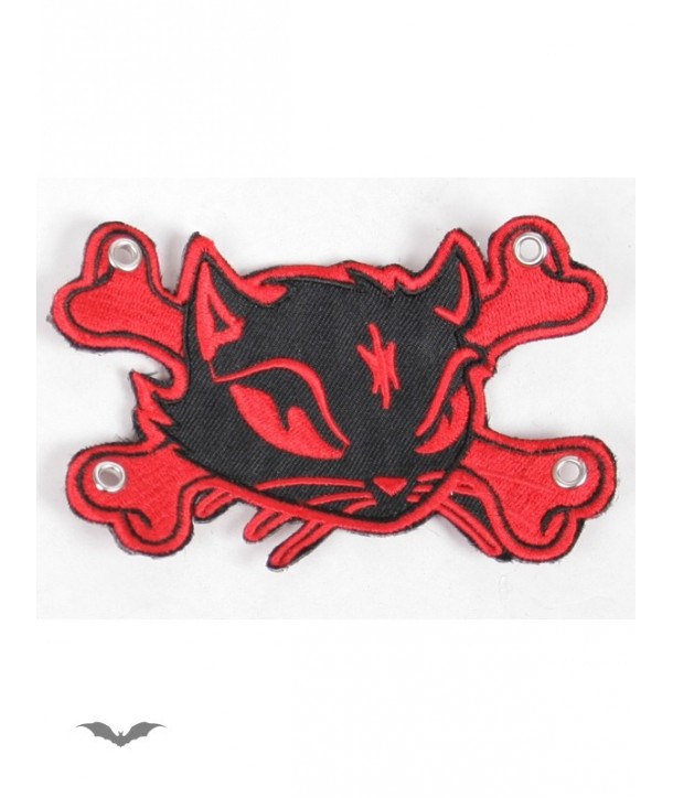 Patches Queen Of Darkness Gothique Patch: Large Red Kitty & Crossbones