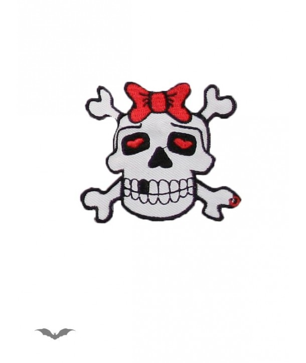 Patches Queen Of Darkness Gothique Patch: Girly Skull With Red Bow