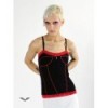 Top Queen Of Darkness Gothique Black Spaghetti Top With Red Stitching