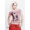 Top Queen Of Darkness Gothique Red/White Striped T-Shirt ""Crazy Girl