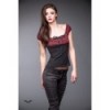 Top Queen Of Darkness Gothique Shirt With Black/Red Print And Bow