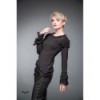 Top Queen Of Darkness Gothique Black Shirt With Lace On Arms And Hem