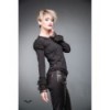 Top Queen Of Darkness Gothique Black Shirt With Lace On Arms And Hem