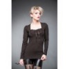 Top Queen Of Darkness Gothique Black Shirt With Red Layered Lace