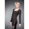 Top Queen Of Darkness Gothique Black Shirt With Red Layered Lace