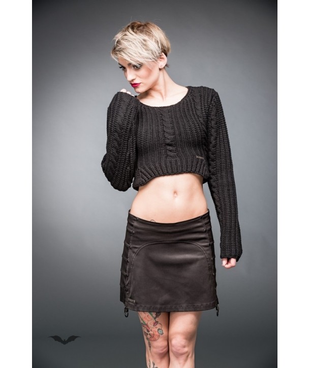 Pullover Queen Of Darkness Gothique Short, Knitted Jumper With Plait Pattern