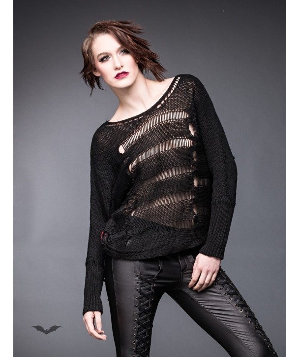 Pullover Queen Of Darkness Gothique Transparent Striped Jumper