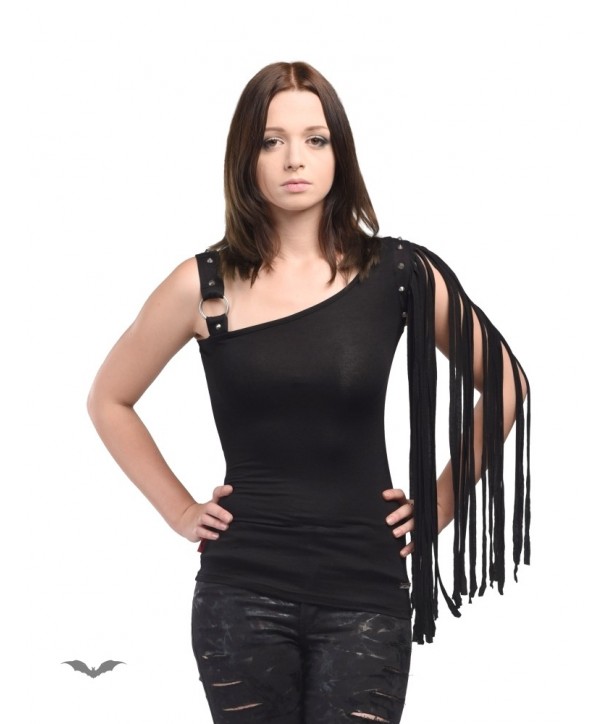 Top Queen Of Darkness Asymmetrical Top With Strap And Sleeve