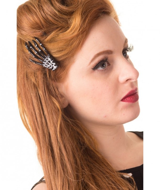 Barrettes Banned Clothing Skeleton Hand Hair Clip Noir