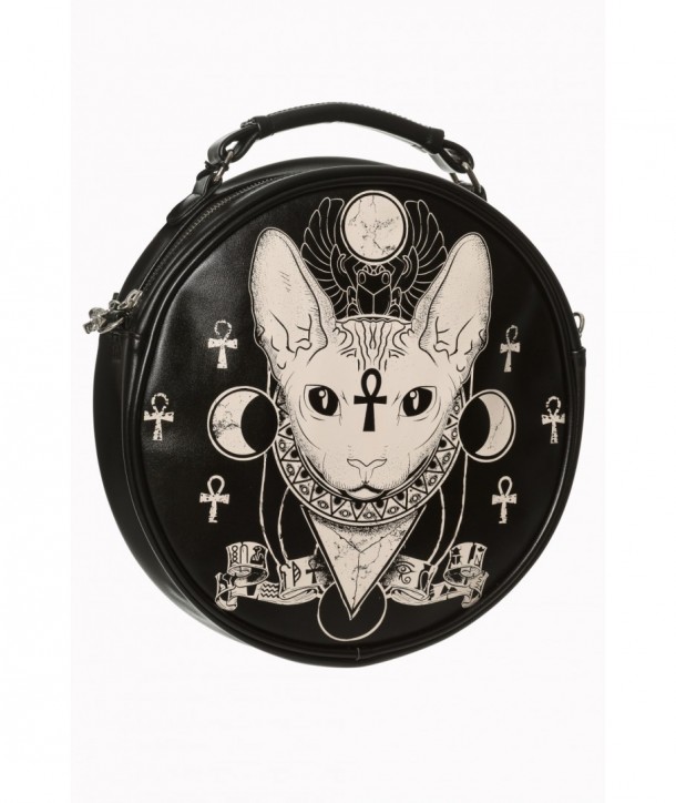 Sac Banned Clothing Bastet Round Bag Noir