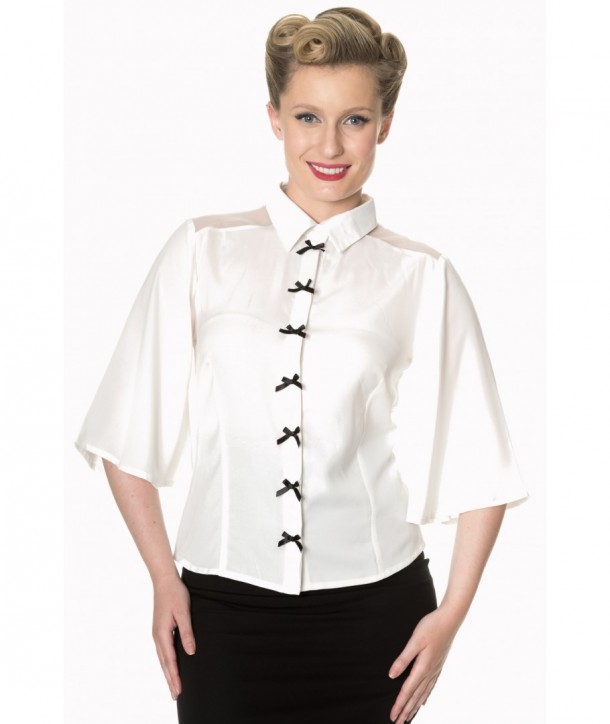 Top Banned Clothing Bows Delight Blouse Blanc