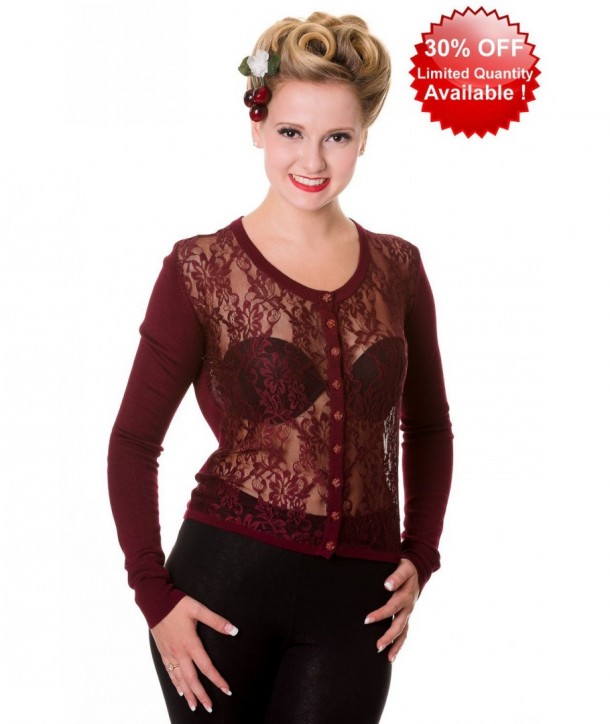 Cardigan Banned Clothing Lace Cardigan Bordeaux