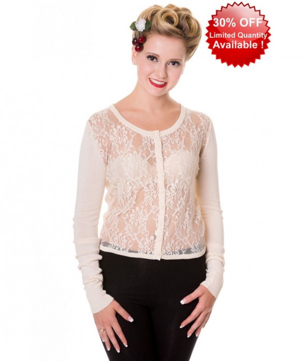 Cardigan Banned Clothing Lace Cardigan Blanc