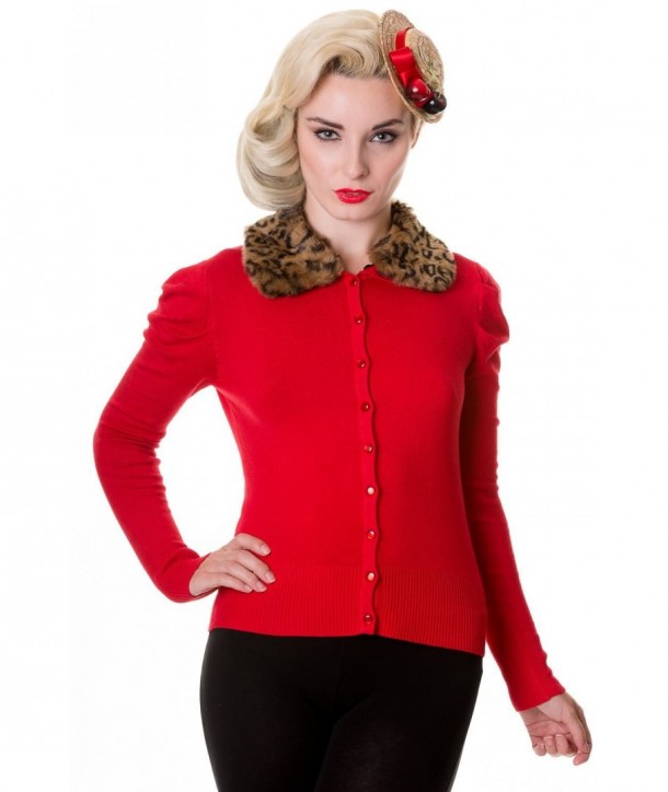 Cardigan Banned Clothing Fur Cardigan Rouge