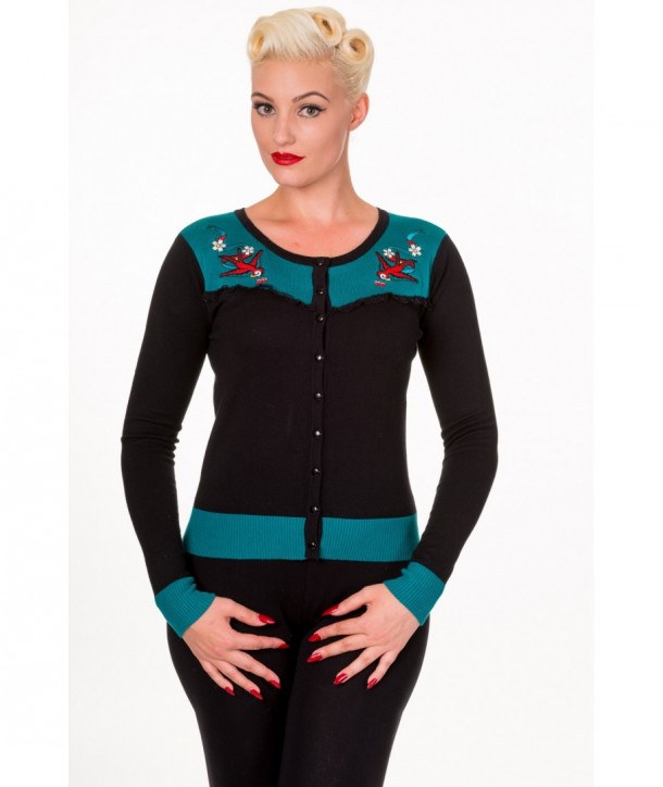 Cardigan Banned Clothing Emily Cardigan Noir/Emerald