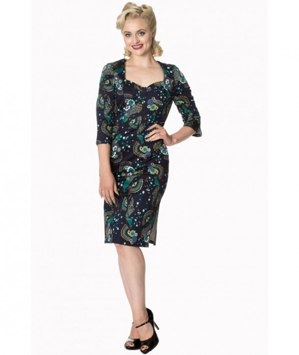 Robe Banned Clothing Proud Peacock Pencil Dress Night/Bleu