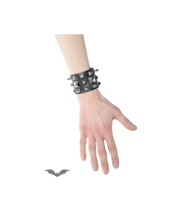 Bracelet Queen Of Darkness Gothique Wide Black Bracelet With Studs