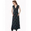 Robe Banned Clothing Daring Doodle Cat Maxi Dress Noir