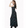 Robe Banned Clothing Daring Doodle Cat Maxi Dress Noir