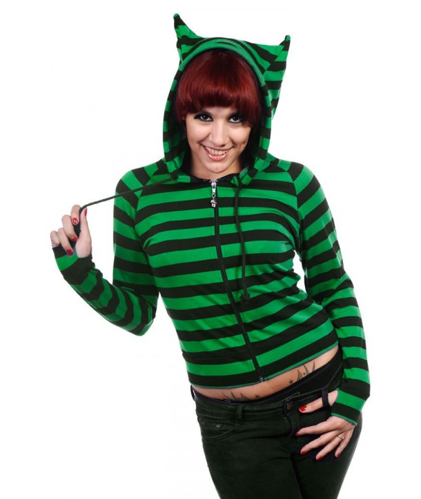 Sweatshirt Banned Clothing Cat Ears Striped Hoodie Noir/Vert