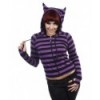 Sweatshirt Banned Clothing Cat Ears Striped Hoodie Noir/Violet