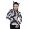 Sweatshirt Banned Clothing Cat Ears Striped Hoodie Noir/Blanc