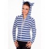 Sweatshirt Banned Clothing Cat Ears Striped Hoodie Bleu/Blanc