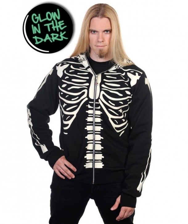 Sweatshirt Banned Clothing Noir Glow In The Dark Skeleton Men's Hoody Noir