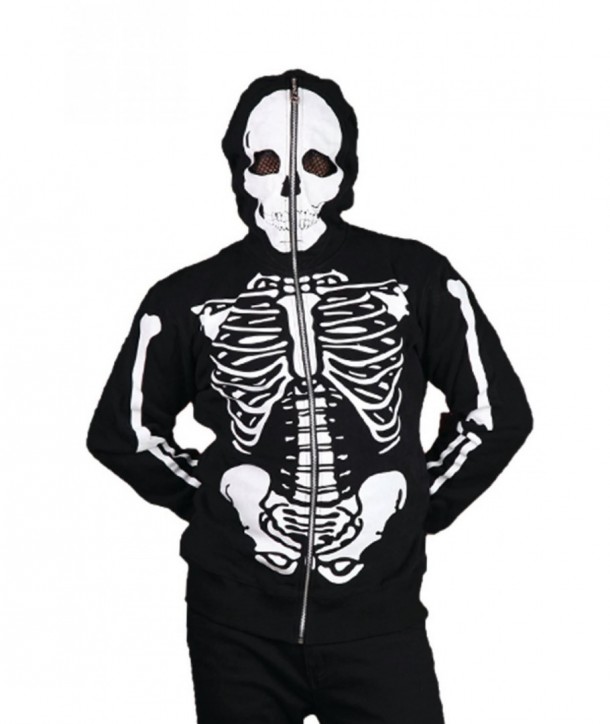Sweatshirt Banned Clothing Black Skeleton Men's Hoody Noir