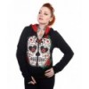 Sweatshirt Banned Clothing Sugar Skull Rouge Roses Hoodie Noir