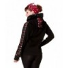 Veste Banned Clothing Rouge Tartan Corset Noir Hoodie Noir