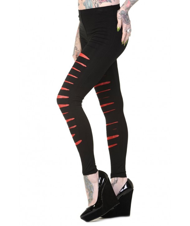 Leggings Banned Clothing Slashed Noir/Rouge