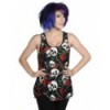 Top Banned Clothing Skull Roses Top Noir/Rouge