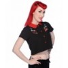 Top Banned Clothing Rouge Swallows Noir Short Shirt Noir