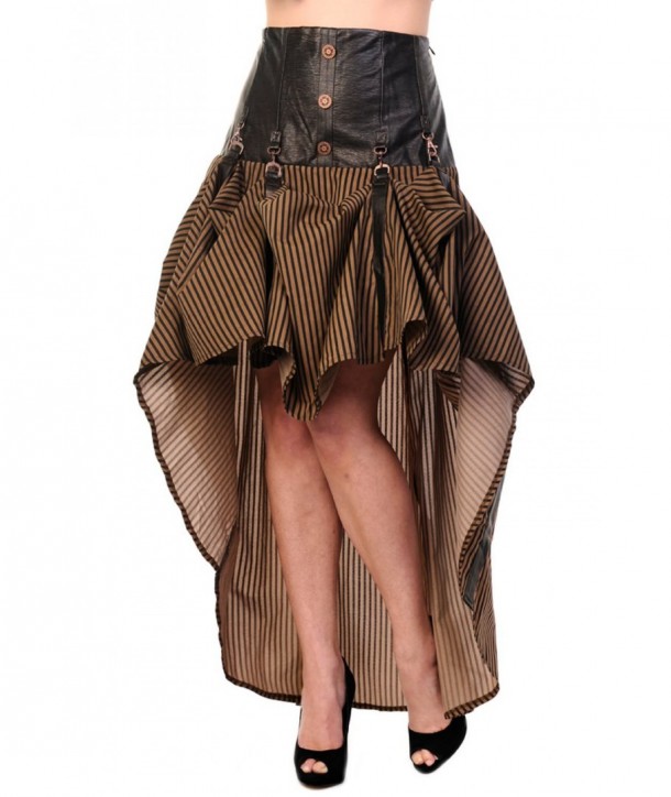 Jupe Banned Clothing Brown Stripe Steampunk