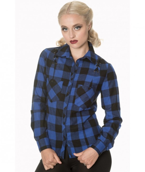 Top Banned Clothing Breaking Rules Check Shirt Bleu/Noir