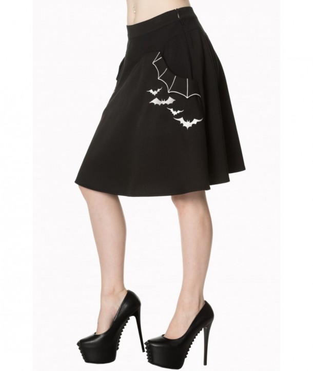 Jupe Banned Clothing Batting Eyelids Skater Skirt Noir