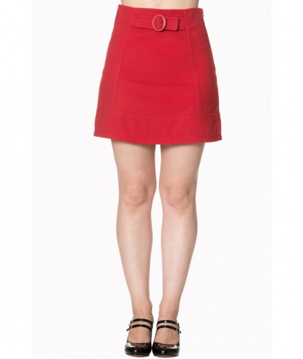 Jupe Banned Clothing Dare To Wear Buckle Detail Skirt Rouge