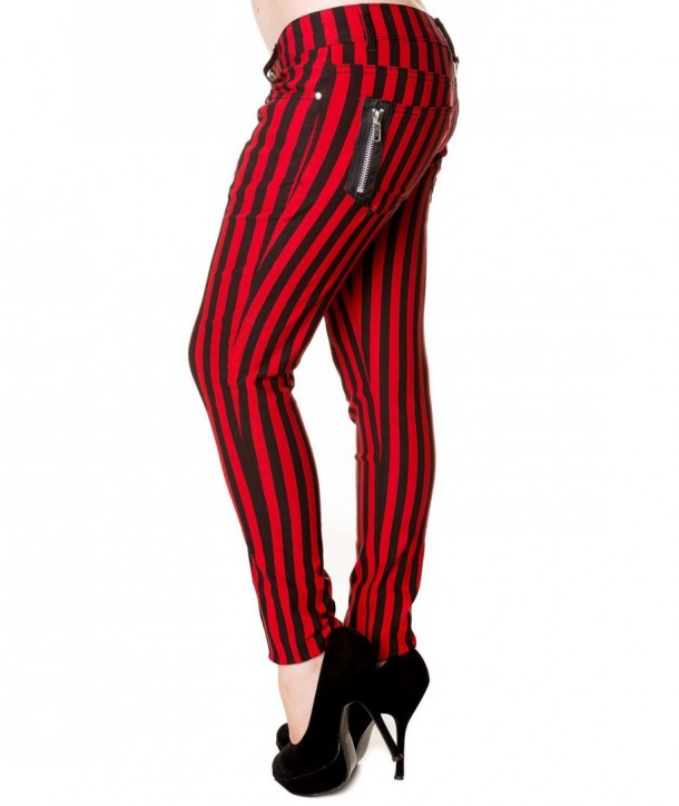 Pantalon Banned Clothing Stripe Skinny Jeans Rouge