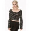 Top Banned Clothing 9 Lives Flare Sleeve Top Noir