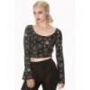 Top Banned Clothing 9 Lives Flare Sleeve Top Noir