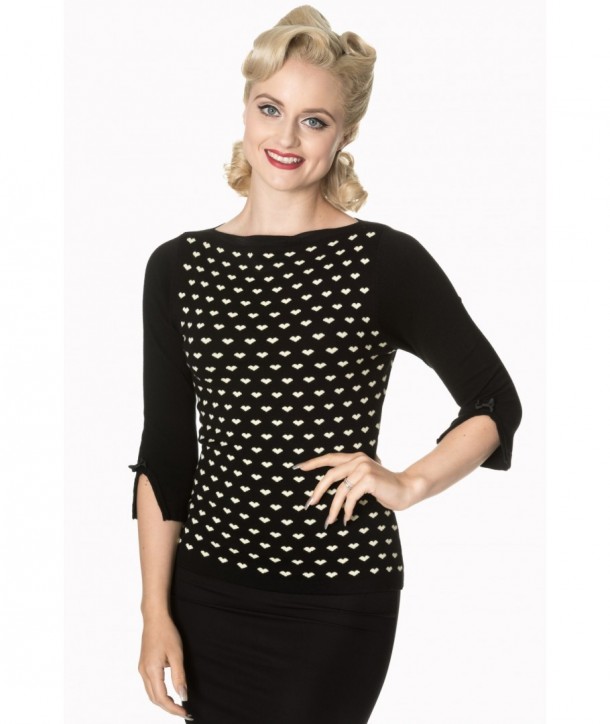 Top Banned Clothing Charming Heart Knit Top Noir