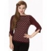 Top Banned Clothing Charming Heart Knit Top Bordeaux